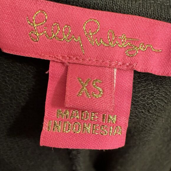 Lilly Pulitzer Dress XS Long Lantern Sleeve Sequin Floral Black Party Holiday - Picture 8 of 8